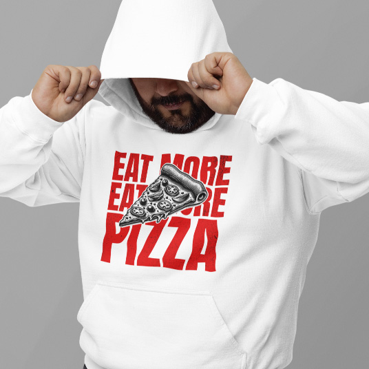 Deine Werbeprofis | Textilbeschriftung Eine Ein Lieferanten Hoodie für ein Pizza-Lieferdienst